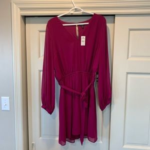 Express dress, maroon. Size:L long sleeves w/tie waist